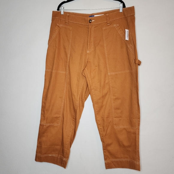 NWT Old Navy Utility Mustard Brown Orange Straight Twill Jeans Size 18 Petite - Picture 16 of 16
